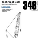 Cover page of a Linkbelt LS348H5 Crawler Crane Product Guide on Lampson Australia's crawler crane hire page