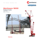 Cover page of a Manitowoc 18000 Crawler Crane Product Guide on Lampson Australia's crawler crane hire page