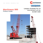 Cover page of a Manitowoc 999 Crawler Crane Product Guide on Lampson Australia's crawler crane hire page