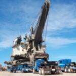 Using multiple modular trailers to transport a 1400 tonne mining shovel for BMA Blackwater.