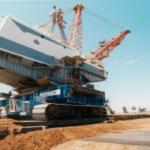 Custom engineered crawler transporters are used for transporting loads between 400 and 6000 tonnes over challenging terrain.
